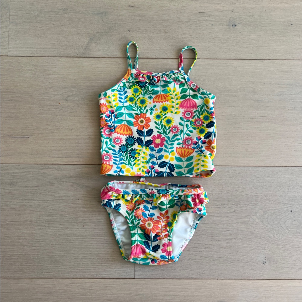 Hanna Andersson floral ruffle two piece bathing suit